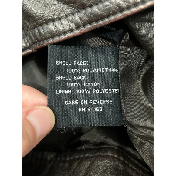 Black Rivet Sleeveless Moto Vest Large Faux Leather Zipper Brown - Picture 6 of 12